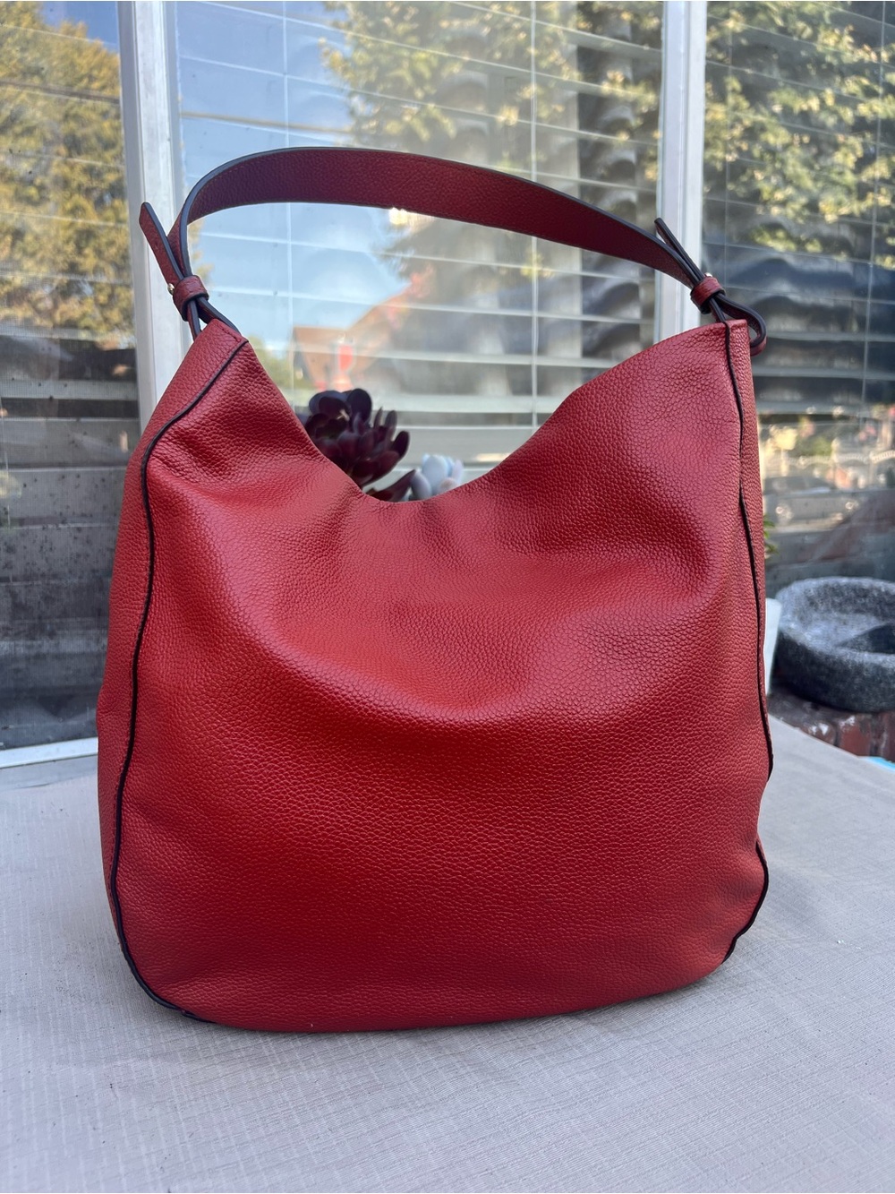 Melrose and Market Red Pebbled Leather Hobo
